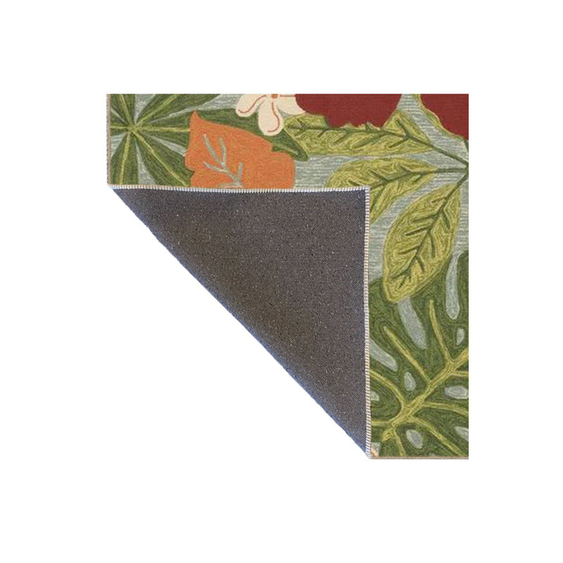 Tapis lavable décoratif à motif floral de couleur verte Green Tones, Sous-tapis carré 3 pi 3 po inclus