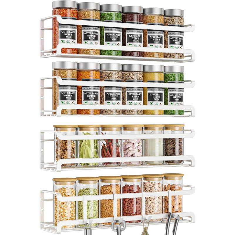 Spice Rack wall mounted 4 Pack, White