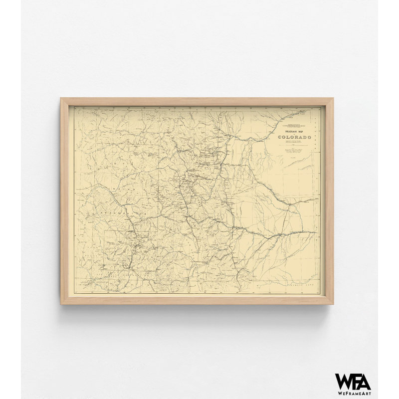"Colorado", reproduction d'art carte encadrée, impression de décoration murale carte, art mural carte du Colorado, art mural encadré, art mural surdimensionné 36 po x 48 po