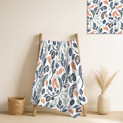 Botanical Paisley I – Boho Cozy Blanket, Botanical Soft Throw