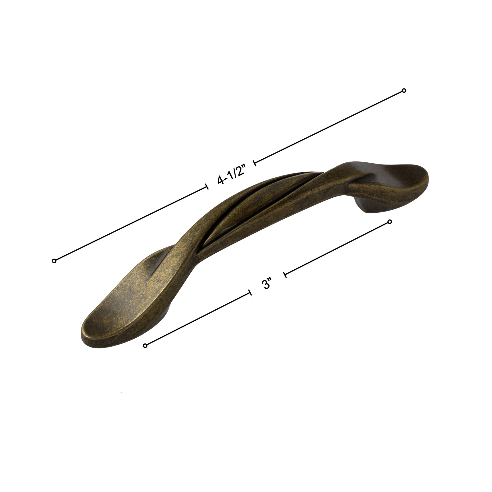 Classic Twisted Arch Cabinet Pull, Antique Brass