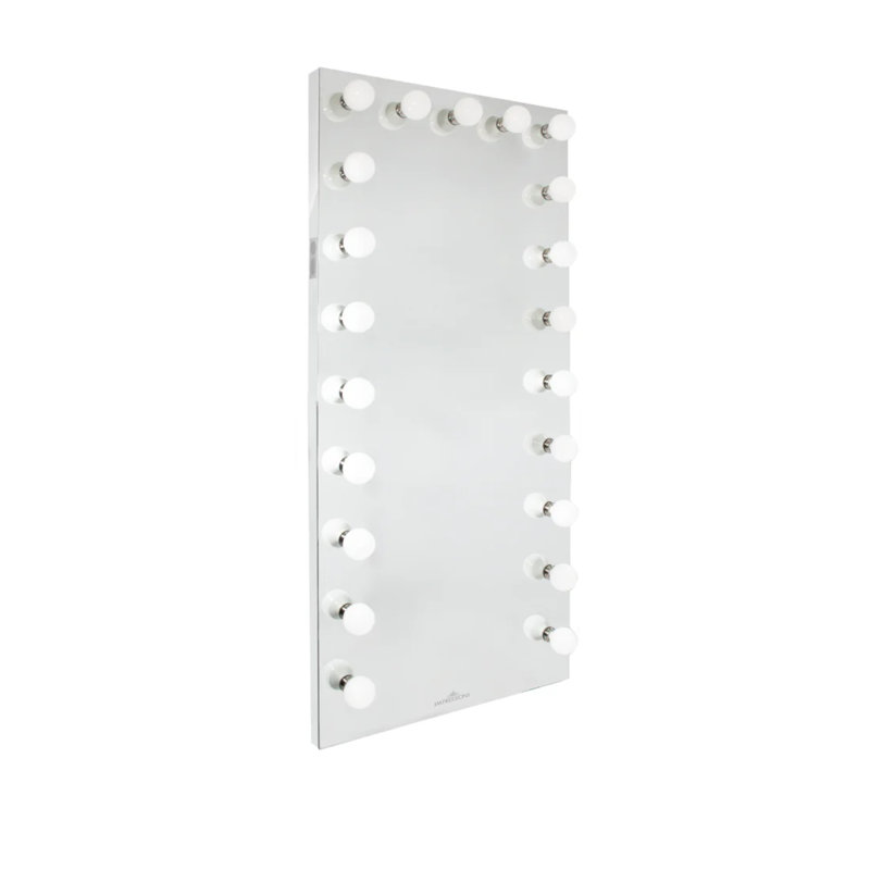 Miroir de salle de bain pleine grandeur Hollywood Premiere avec support et gradateur, haut-parleurs sans fil Bluetooth