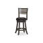 Tabouret pivotant à dossier à lattes de 24 po de hauteur comptoir, finition gris patiné, siège en tissu gris anthracite-1996414225-1996414231