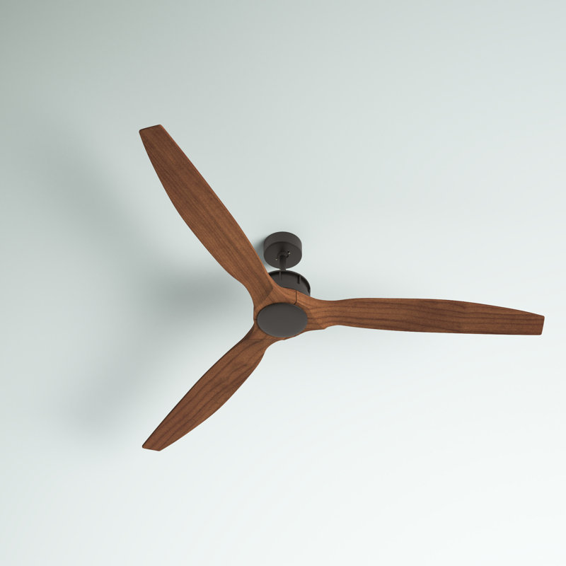 Ventilateur de plafond en bois rustique 60 po avec télécommande Akmani, Bronze huilé / Acacia Koa