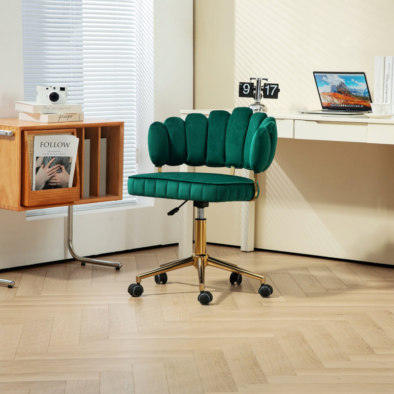 Chaise de bureau, chaise d'ordinateur, chaise de travail pivotante avec roulettes, Émeraude