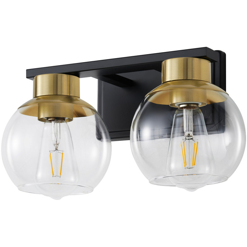 Geneva Dimmable Bathroom Vanity Light Fixtures, Matte Black/Gold, 2