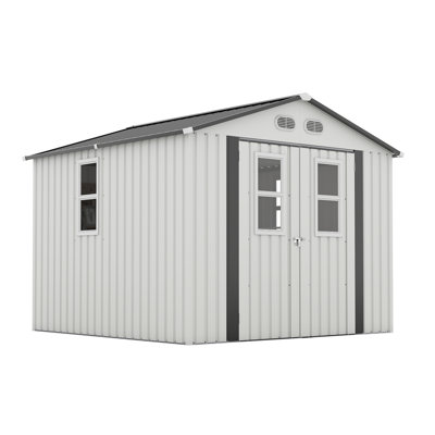 Remise de rangement pour l'extérieur, film de protection 8 x 8, quatre portes verrouillables à la lumière du jour, un cadeau pratique et réfléchi