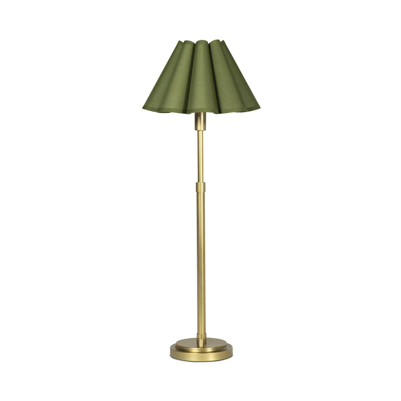 Lampe de buffet Polly (laiton avec abat-jour festonné), 27.25" H x 9.75" W x 9.75" D, Laiton naturel, Vert