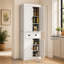 Armoire de rangement blanche autoportante avec étagères réglables pour cuisine ou salle de bain