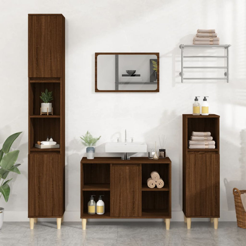 Hoehn Bathroom Furniture Suite, Dark Wood