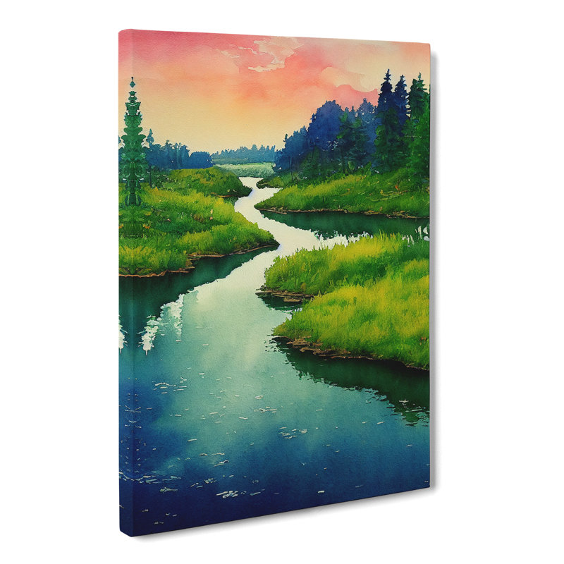 Watercolour River Vol.1 - Wrapped Canvas, 50cm H x 35cm W x 3cm D