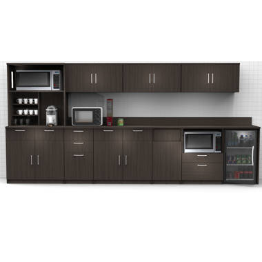 141.7'' W White/Brown Kitchen Cabinet Set