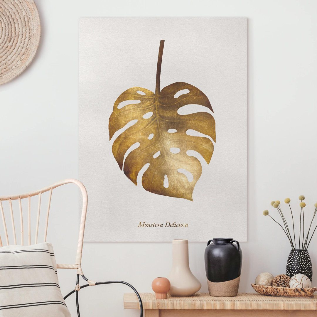 Leinwandbild Gold – Monstera