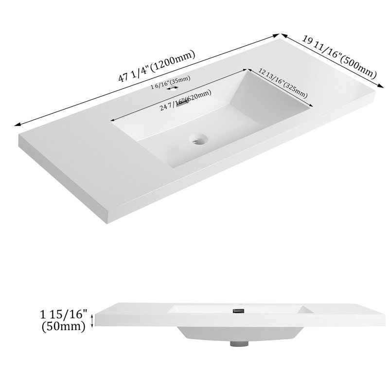 48" Bathroom  Resin Sink