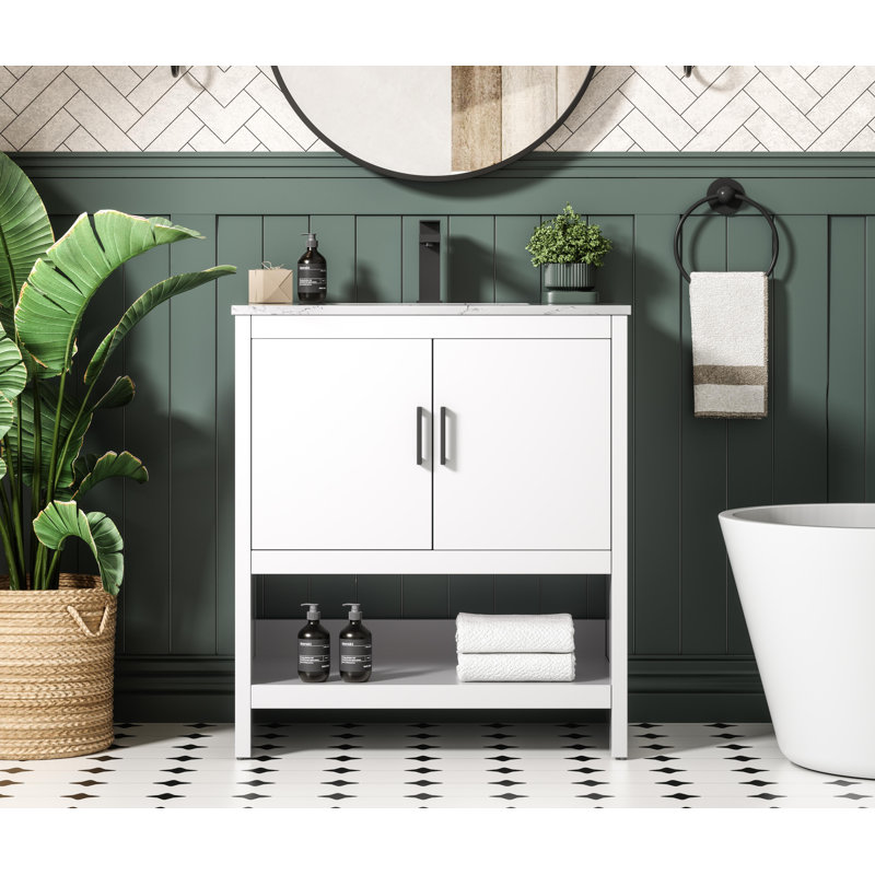 Kirkbride 30 inch Single Bathroom Vanity, White