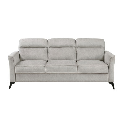 3 - Seat With Tan Microfiber Upholstery, Black Metal Legs, Comfortable Back Cushions, Plywood Construction, 79" X 34.5" 35.5"h Dimensions Modern Couch Attached Frame, Suitable For Apartments
