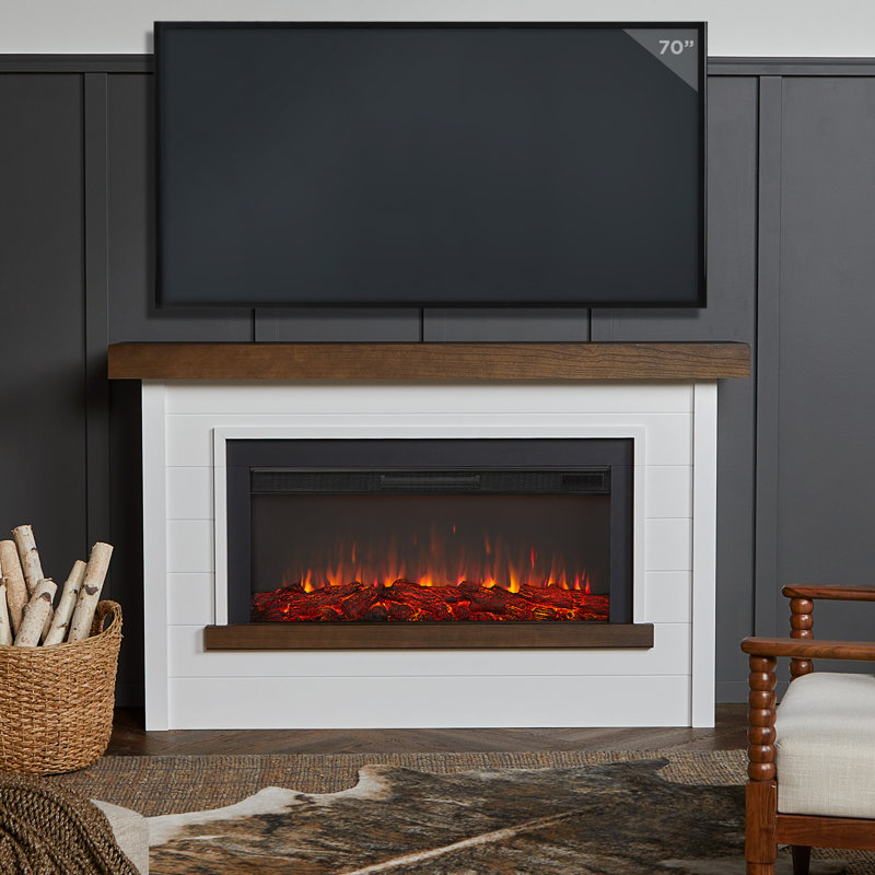 Bernice 65" Landscape Electric Fireplace by Real Flame, White, Standard Firebox