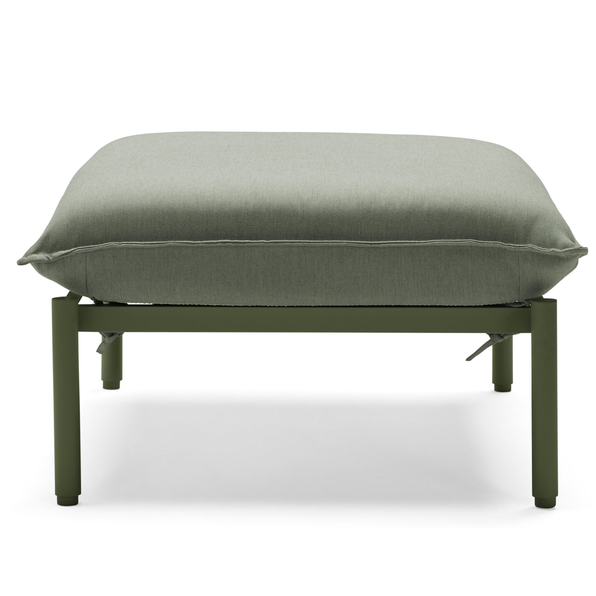 Metal Outdoor Ottoman with Sunbrella® Cushion, Olive