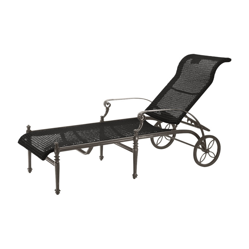 Grand Terrace Woven Chaise Lounge, Mahogany Wicker, Vintage