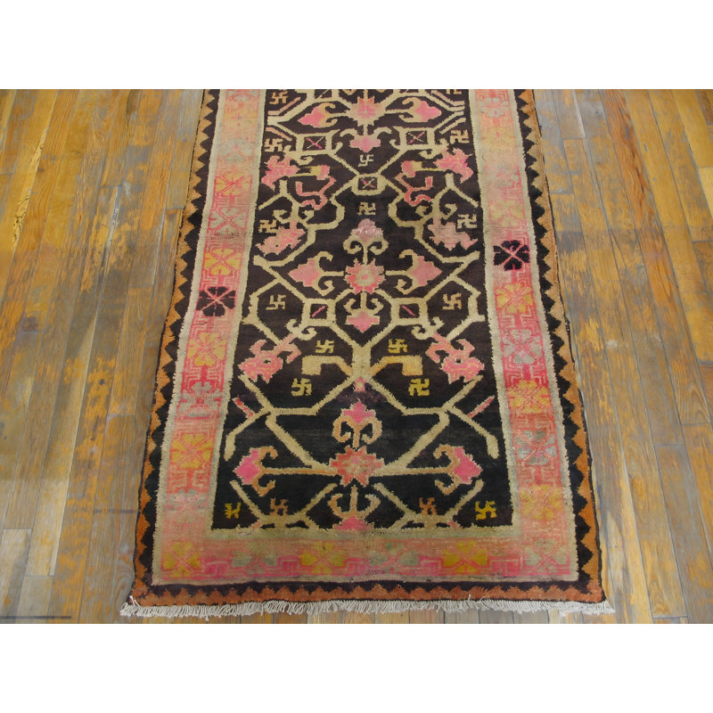 Petit tapis à petits tons de couleur tribal brun antique