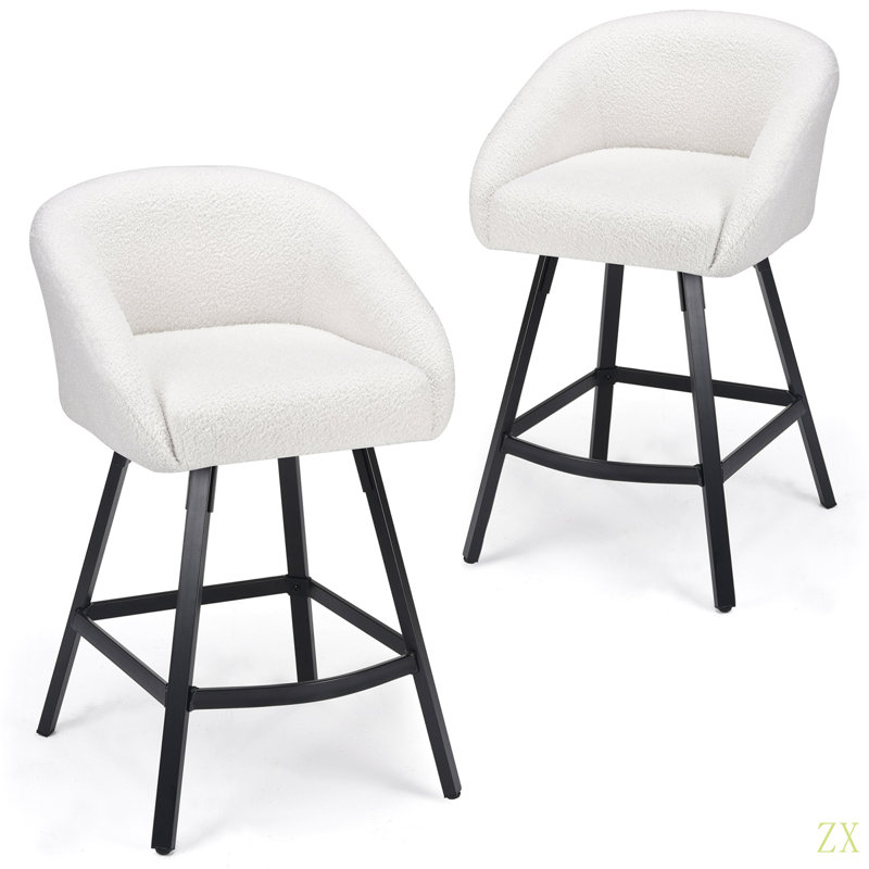 Ensemble de 2 tabourets de bar, tabouret de bar rembourré avec dossier, tabourets de bar à hauteur de comptoir de 27 pouces de hauteur pour îlot de cuisine