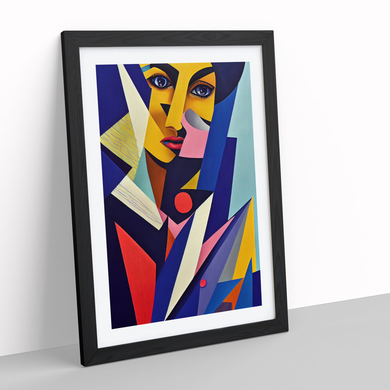 Woman Abstract Cubism No.1 - Wrapped Canvas Print, 64cm H x 46cm W, Black Framed