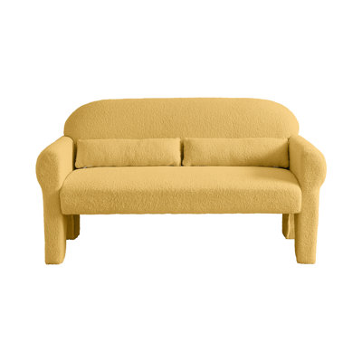 Yellow Living Area Chair - Modern Design With Lambswool Upholstery, Lumbar Pillow, Build, Versatile 2 Construction For Longevity & Comfort