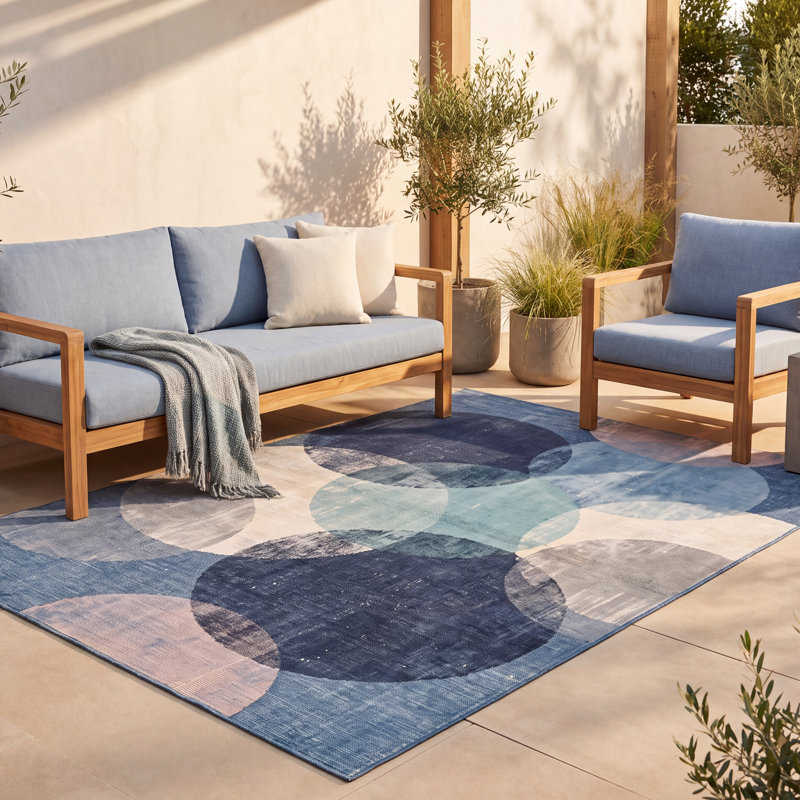Tapis Canyon Modern Circles à motifs géométriques bleu marine, turquoise, gris, crème et rose, lavable à la machine, antidérapant, à poils courts, pour l'intérieur et l'extérieur, adapté aux animaux domestiques, idéal pour le salon, la chambre, la salle à manger, l'entrée, le couloir ou le bureau.