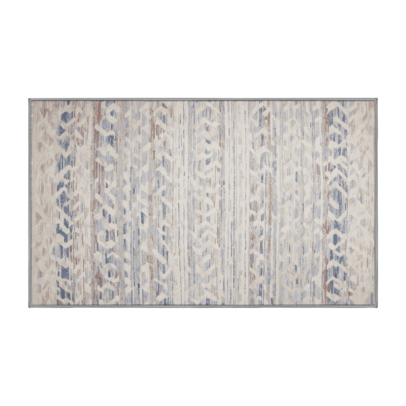 Tapis gris lavable à la machine, Rectangle 7 pi x 9 pi