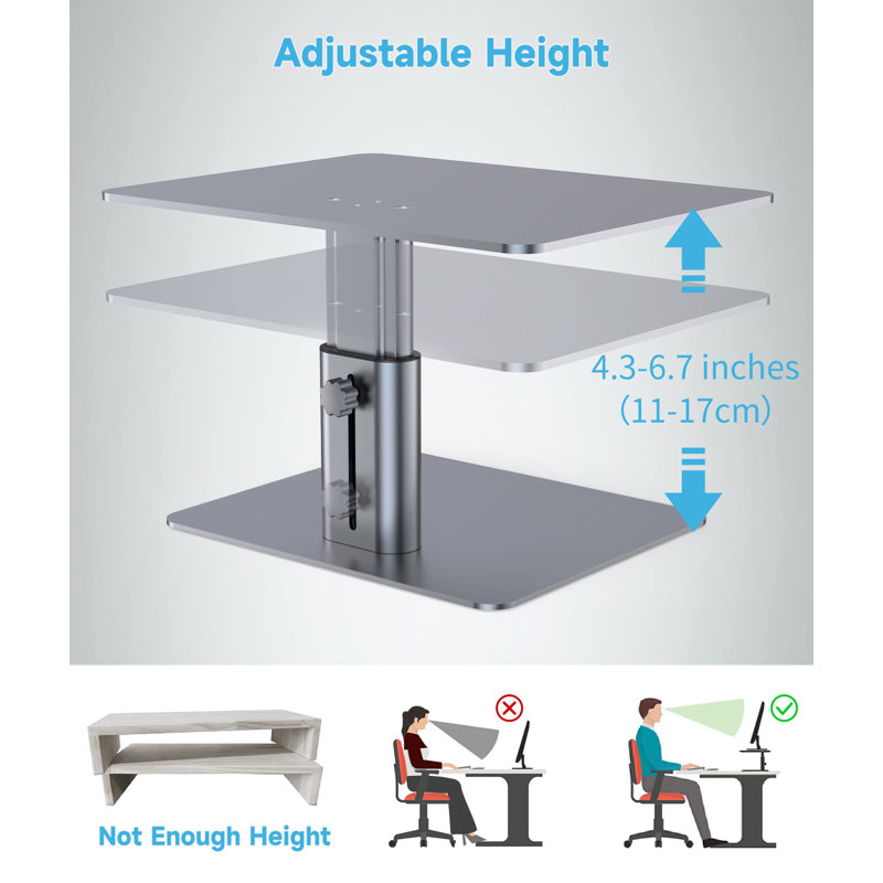 Adjustable Monitor Riser Metal Computer Stand Compatible with TV, Space Grey