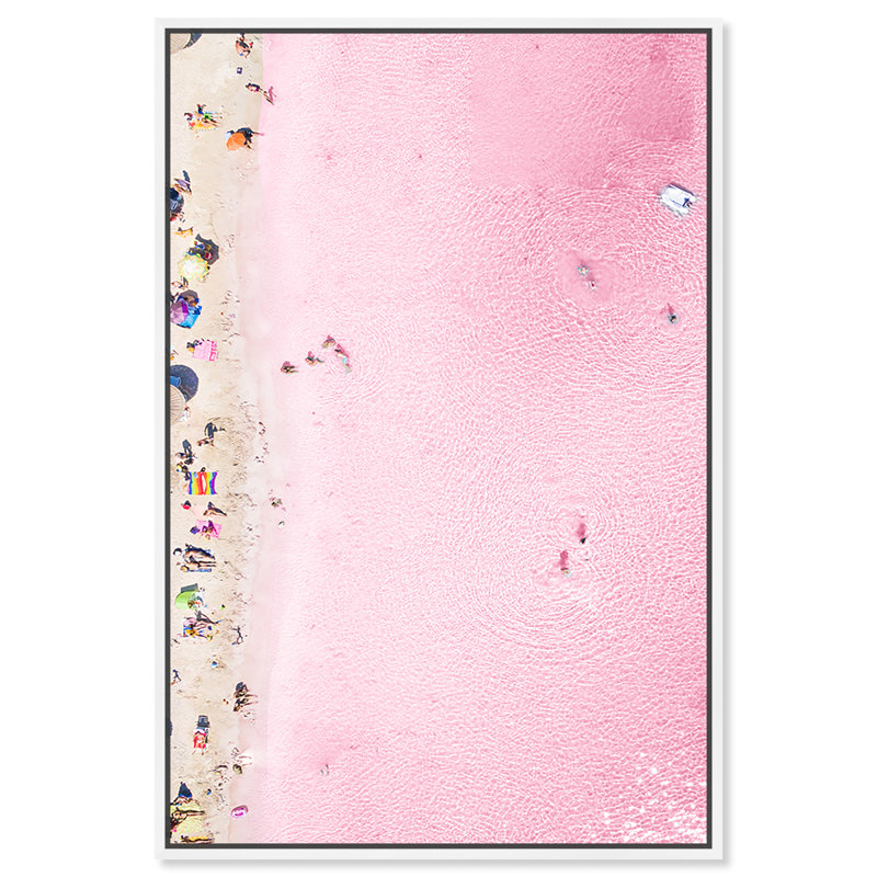 Nautique et plage rose côtière - impression, H 30 po x l 20 po, Toile blanche encadrée