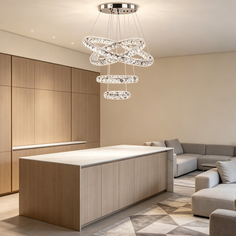 Modern LED Ring Crystal Chandelier