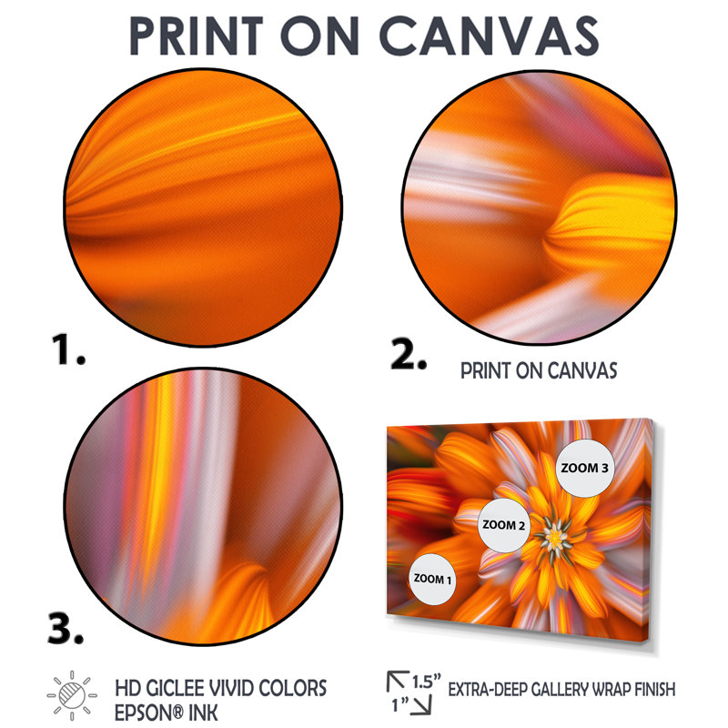 Impression sur toile Massive Orange Fractal, H 40 po x l 60 po, Toile tendue
