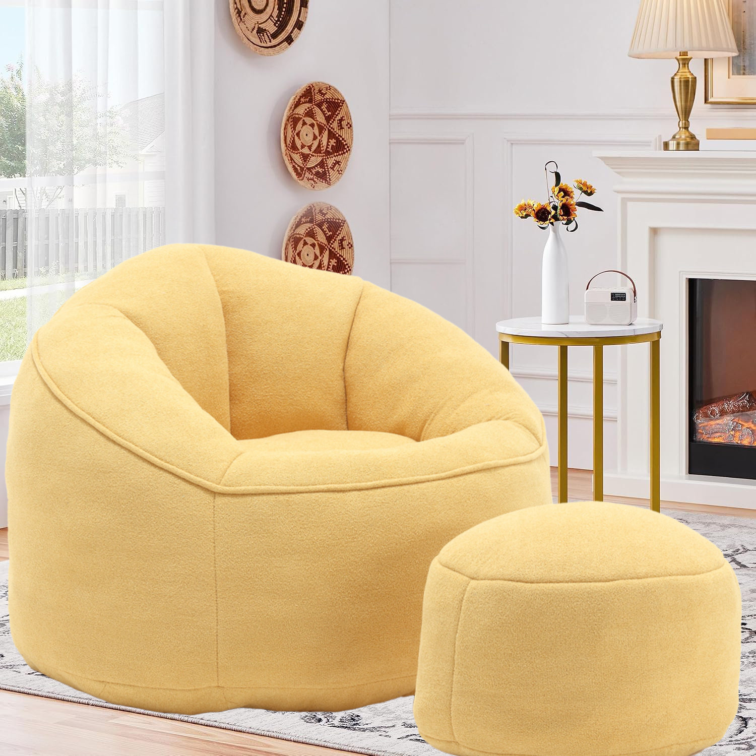Reading Chair Bean Bag Chair For Adult Microfiber Upholstered Bean