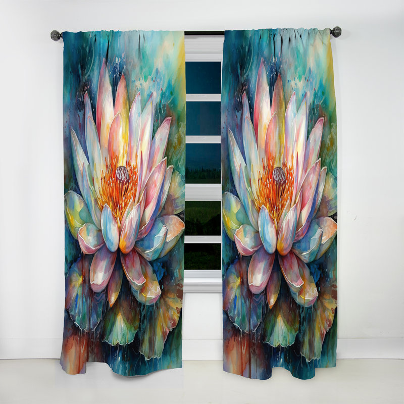 Pink Lotus Floral Dreams II - Rideau Lotus - Velours obscurcissant - 1 panneau, L 52 po x L 63 po