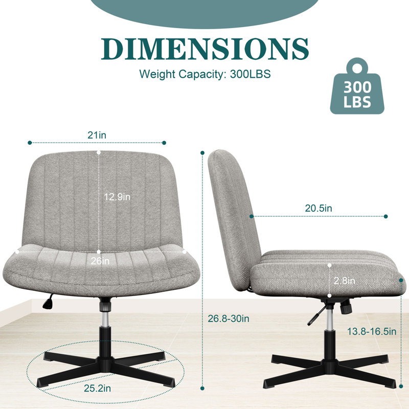 Chaise de travail avec siège rembourré Walsunny, Gris