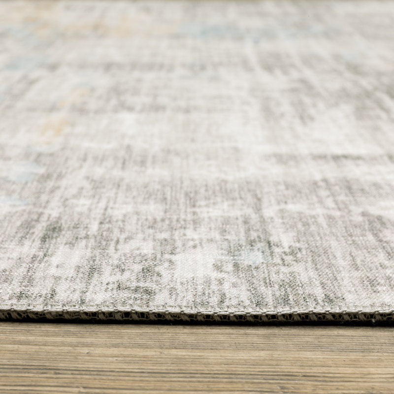 Kluge Abstract Machine Made Power Loom Polyester Area Rug in Gray/Gold, Rectangle 8'9" x 12'