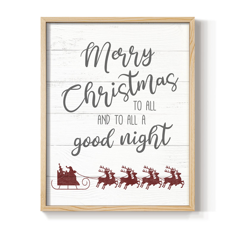 Goodnight Sleigh Framed Print - Solid Wood, Natural, 11" H x 9" W