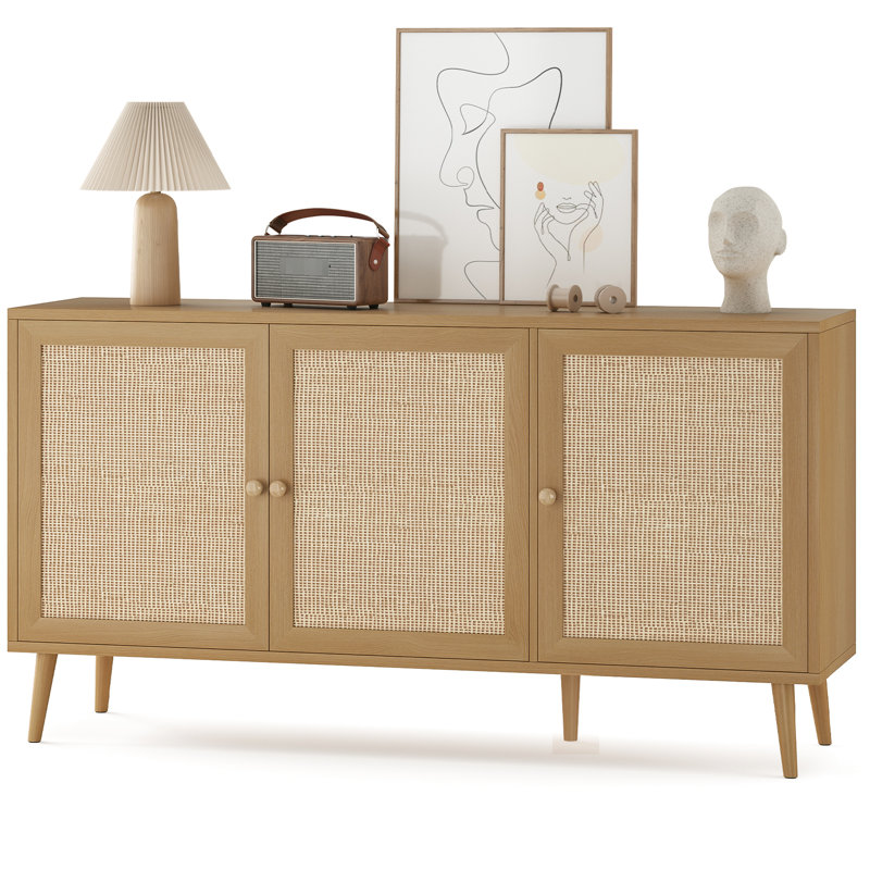 Buffet moderne et moderne pour la salle à manger, 3 portes, livres de grande capacité, fiable et sécuritaire, entrée de 58,98 po de large avec
