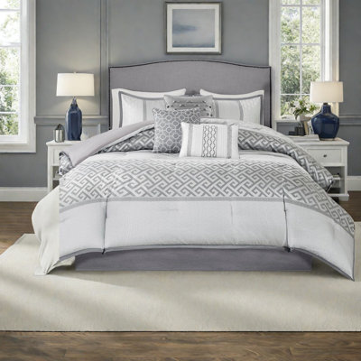 Luxury Grey Bedding Sets, Polyester Jacquard, Traditional Elegance For Home