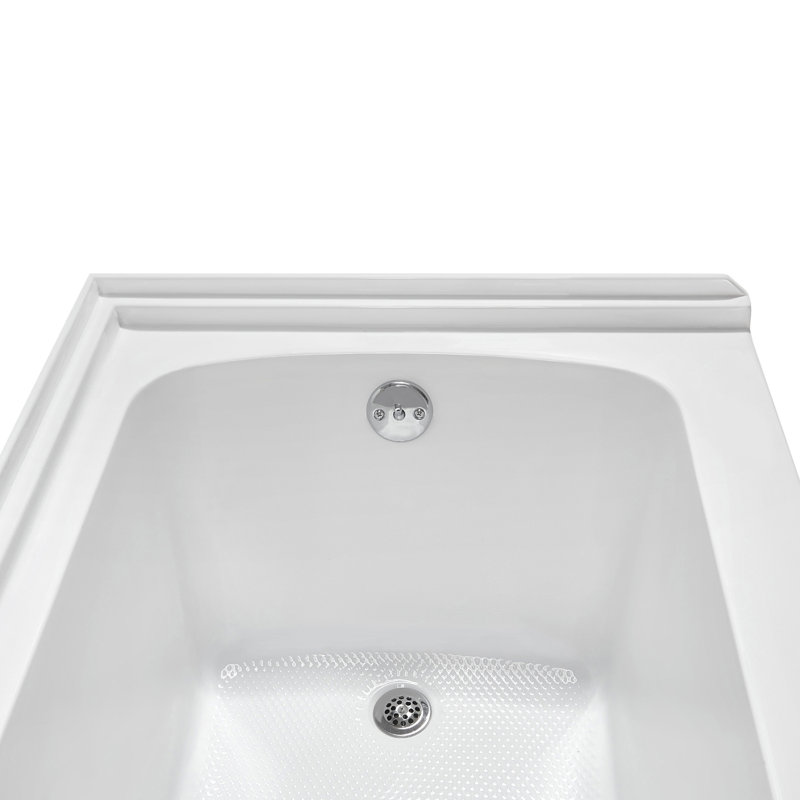 Baignoire en alcôve en acrylique blanc brillant avec drain extérieur 66 po x 32 po Streamline, Chrome poli