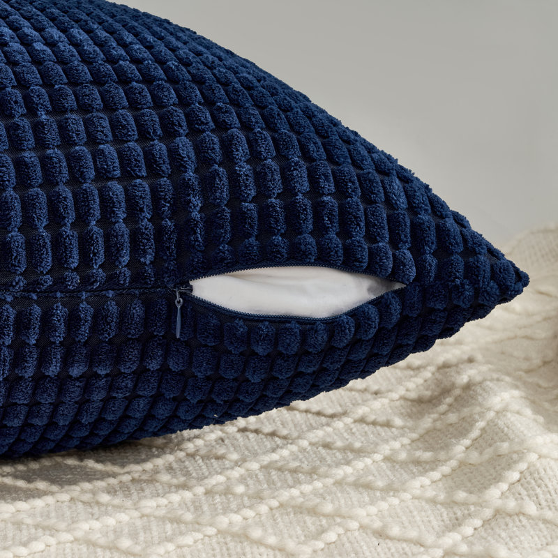 Corduroy Square Pillow Cover, 18"H x 18"W, Blue
