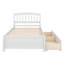 Structure de lit simple avec rangement, lit plateforme en bois avec deux tiroirs et tête de lit, support à lattes en bois-699690778
