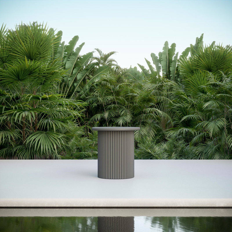 Palma Power Coated Aluminum Side Table, Matte Charcoal