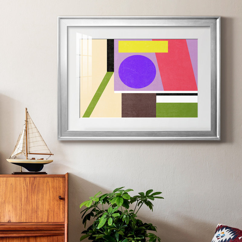 Composition de couleur II, Papier avec cadre argenté, H 18,5 po x l 24,5 po x P 1 po, Blanc