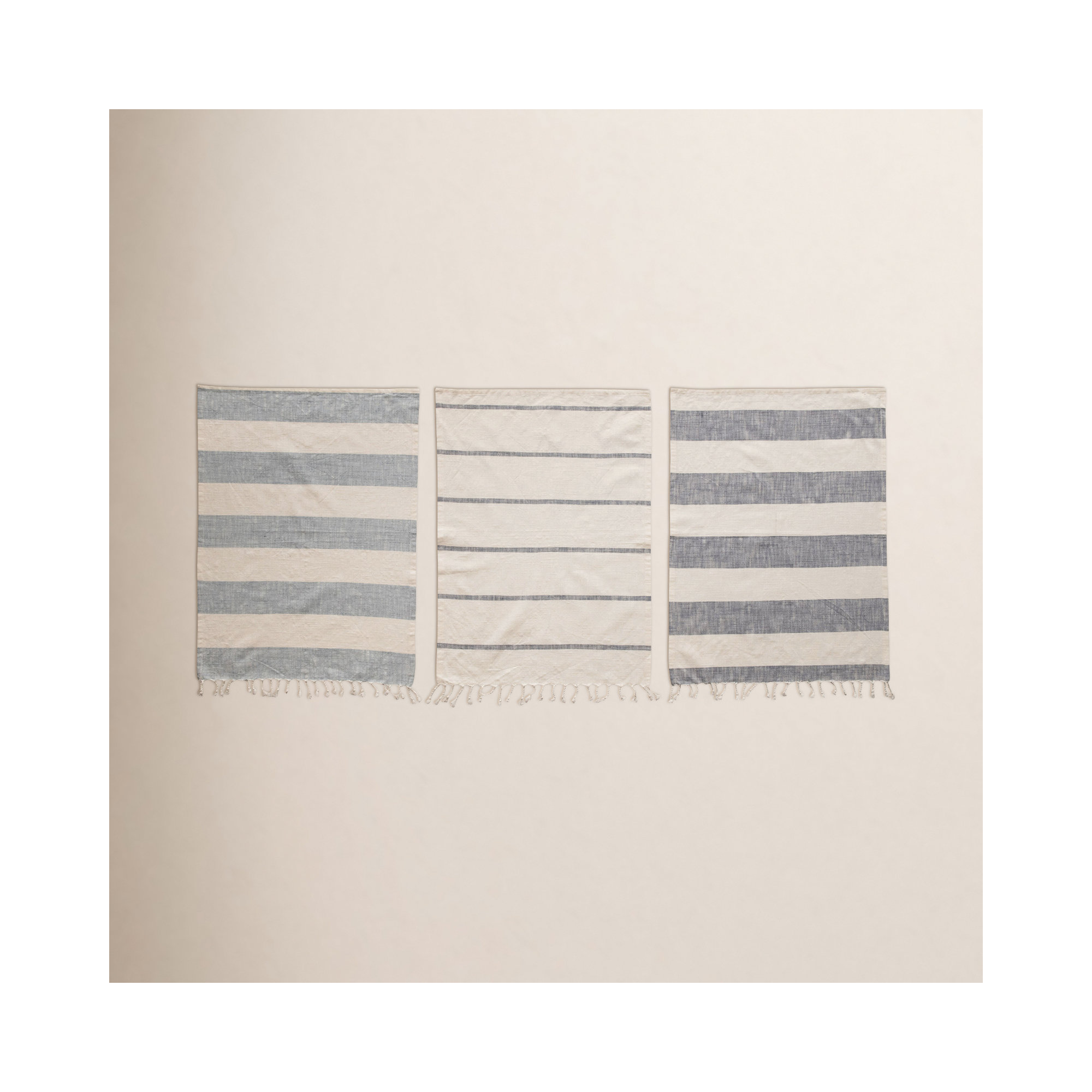 Woodhouse Soft Cotton Tea Towels with Stripes and Tassels
