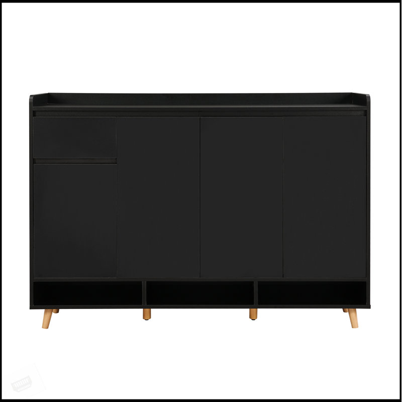 Armoire à chaussures élégante et contemporaine avec tablettes réglables, organisateur de maison minimaliste avec pieds en bois massif, buffet de rangement pour vestibule, salon