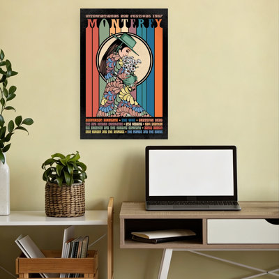 Affiche murale rétro colorée vintage à motif marguerite, inspirée du festival Flower Child.