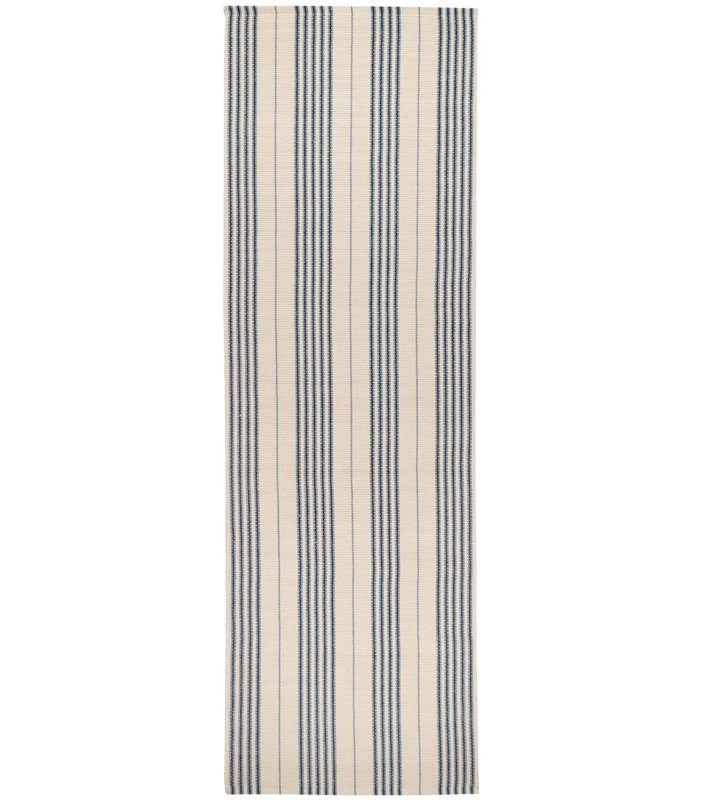 Conway Blue Handwoven Cotton Rug, Runner 2'6" x 8'