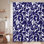 Rideau de douche sans couture à motif floral damassé bleu avec 12 crochets